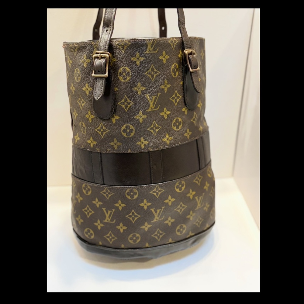 Louis Vuitton Brown Leather Bucket with Yellow Tag